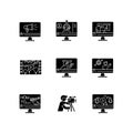 Videography black glyph icons set on white space Royalty Free Stock Photo