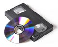 Videokaseta and disk Royalty Free Stock Photo