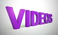 Videos concept icon means watching movies or visuals - 3d illustration Royalty Free Stock Photo
