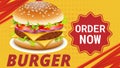 Burger promotional sale design advertisement and social media posts, Order Now