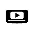 Black solid icon for Videos, play and media Royalty Free Stock Photo