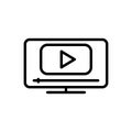 Black line icon for Videos, play and media Royalty Free Stock Photo