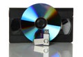 Videotape with dvd and usb stick Royalty Free Stock Photo