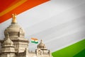 Vidhana soudha bangalore with india flag background and flag flying high, Bengaluru Royalty Free Stock Photo