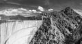 Vidraru Dam, artificial reservoir lake in the Fagaras Mountains, Carpathian Mountains, Romania Royalty Free Stock Photo