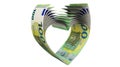 Many 100 euro notes in heart shape Royalty Free Stock Photo
