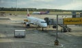 Vienna airport planes ready for boarding passengers Royalty Free Stock Photo