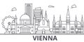 Vienna architecture line skyline illustration. Linear vector cityscape with famous landmarks, city sights, design icons