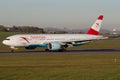 Austrian Airlines Boeing 777 OE-LPE on the runway Royalty Free Stock Photo