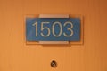 VIENNA, AUSTRIA - APR 29th, 2017: hotel door number, close up image of number 1503, which is a Presidental Suite in the Royalty Free Stock Photo