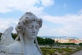 VIENNA, AUSTRIA - APR 30th, 2017: Upper Belvedere Palace with a close-up of a statue of a horse at the entrance on a