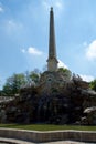 VIENNA, AUSTRIA - APR 30th, 2017: View of Obelisk Fountain Obeliskbrunnen in the public park of Schonbrunn Palace