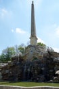 VIENNA, AUSTRIA - APR 30th, 2017: View of Obelisk Fountain Obeliskbrunnen in the public park of Schonbrunn Palace