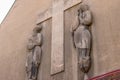 beautiful relief wall sculpture, details, closeup of the church