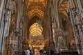 Interior of the famous main St. Stephens Cathedral, which stands on the main square in Vienna, Royalty Free Stock Photo