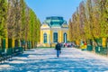 VIENNA, AUSTRIA, APRIL 3, 2017: a person is promenading through the Schonbrunn tiergarten Ãâ zoological garden in Vienna Royalty Free Stock Photo