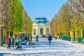 VIENNA, AUSTRIA, APRIL 3, 2017: a person is promenading through the Schonbrunn tiergarten Ãâ zoological garden in Vienna Royalty Free Stock Photo