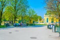 VIENNA, AUSTRIA, APRIL 3, 2017: a person is promenading through the Schonbrunn tiergarten Ãâ zoological garden in Vienna Royalty Free Stock Photo