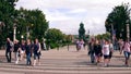 VIENNA, AUSTRIA - AUGUST 12, 2017. City crosswalk and Maria Theresien Platz monument Royalty Free Stock Photo