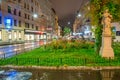 Vienna, Austria - August 22, 2022: City streets on a rainy night Royalty Free Stock Photo