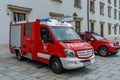 Firefighters trucks at Hofburg palace in Vienna city center. Emergency response