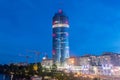 Night view on Millennium Tower office. Second tallest building in Austria at 171 metres 561 feet.