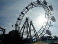 Vienna, Austria, August 18 2019, the old ferries wheel at  Prater luna park Royalty Free Stock Photo