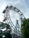 Vienna, Austria, August 18 2019, the old ferries wheel at  Prater luna park Royalty Free Stock Photo