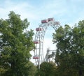 Vienna, Austria, August 18 2019, the old ferries wheel at  Prater luna park Royalty Free Stock Photo