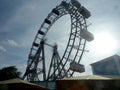 Vienna, Austria, August 18 2019, the old ferries wheel at  Prater luna park Royalty Free Stock Photo