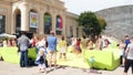 VIENNA, AUSTRIA - AUGUST 12, 2017. People attending outdoor group fitness class at the MuseumsQuartier area