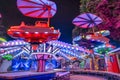Vienna, Austria - August 20, 2022: Prater amusement park with attractions at night Royalty Free Stock Photo