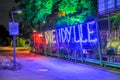 Vienna, Austria - August 20, 2022: Prater amusement park and neon lights at night Royalty Free Stock Photo