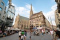 Vienna, Austria - August 11, 2022: Stephansdom, Vienna`s cathedral rising above Vienna downtown and the main city square