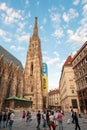 Vienna, Austria - August 11, 2022: Stephansdom, Vienna`s cathedral rising above Vienna downtown and the main city square