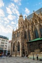 Vienna, Austria - August 11, 2022: Stephansdom, Vienna`s cathedral rising above Vienna downtown and the main city square