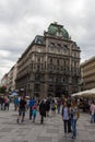 Vienna, Austria - August 16, 2019: Stephansplatz square at the centre of Vienna crowded with people