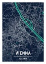 Vienna - Austria Blue Dark City Map