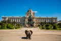 Vienna, Austria: Bronze elephant at the building of the Kunsthistorisches Museum, Museum of Art History on the square of Maria