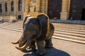 Vienna, Austria: Bronze elephant at the building of the Kunsthistorisches Museum, Museum of Art History on the square of Maria