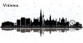 Vienna Austria City Skyline Silhouette with Black Buildings and Reflections Isolated on White Royalty Free Stock Photo