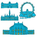 Vienna Austria Colored Landmarks