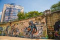 VIENNA, AUSTRIA: Creative graffiti street art murals line the streets and back alleys of Vienna