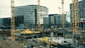 VIENNA, AUSTRIA - DECEMBER, 24 Basement and cranes at big construction site. The Icon luxury buildings Royalty Free Stock Photo