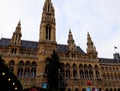 Tall gothic building of Vienna city hall Rathaus Royalty Free Stock Photo