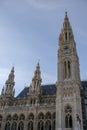 Vienna, Austria - February 18, 2021: Ice skating in front of the Vienna Town Hall. Royalty Free Stock Photo