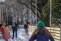 Vienna, Austria - February 18, 2021: Ice skating in front of the Vienna Town Hall. Royalty Free Stock Photo