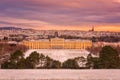 Vienna, Austria - Januar 03, 2019: Schonbrunn Palace in winter, beautiful color sunrise Royalty Free Stock Photo