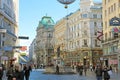 VIENNA, AUSTRIA - JANUARY 8, 2019: Graben, a famous pedestrian street of Vienna with a Plague Column, Austria