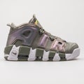 Nike Air More Uptempo olive green and purple sneaker Royalty Free Stock Photo